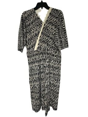 Vera Maxwell Vintage Wrap Dress Neiman Marcus Abstract Print Dolman Sleeve 12-14